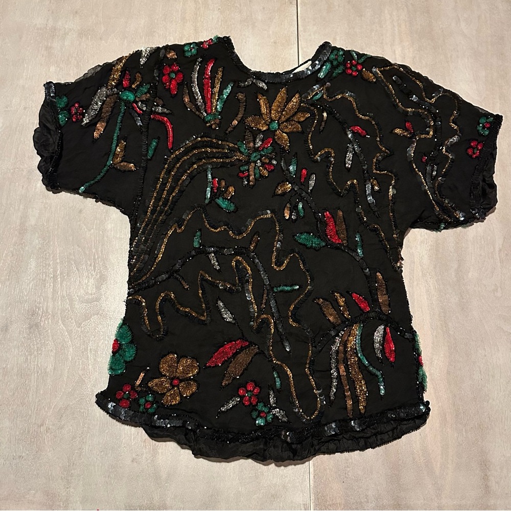 Vintage Potomac Collection Beaded Silk Blouse